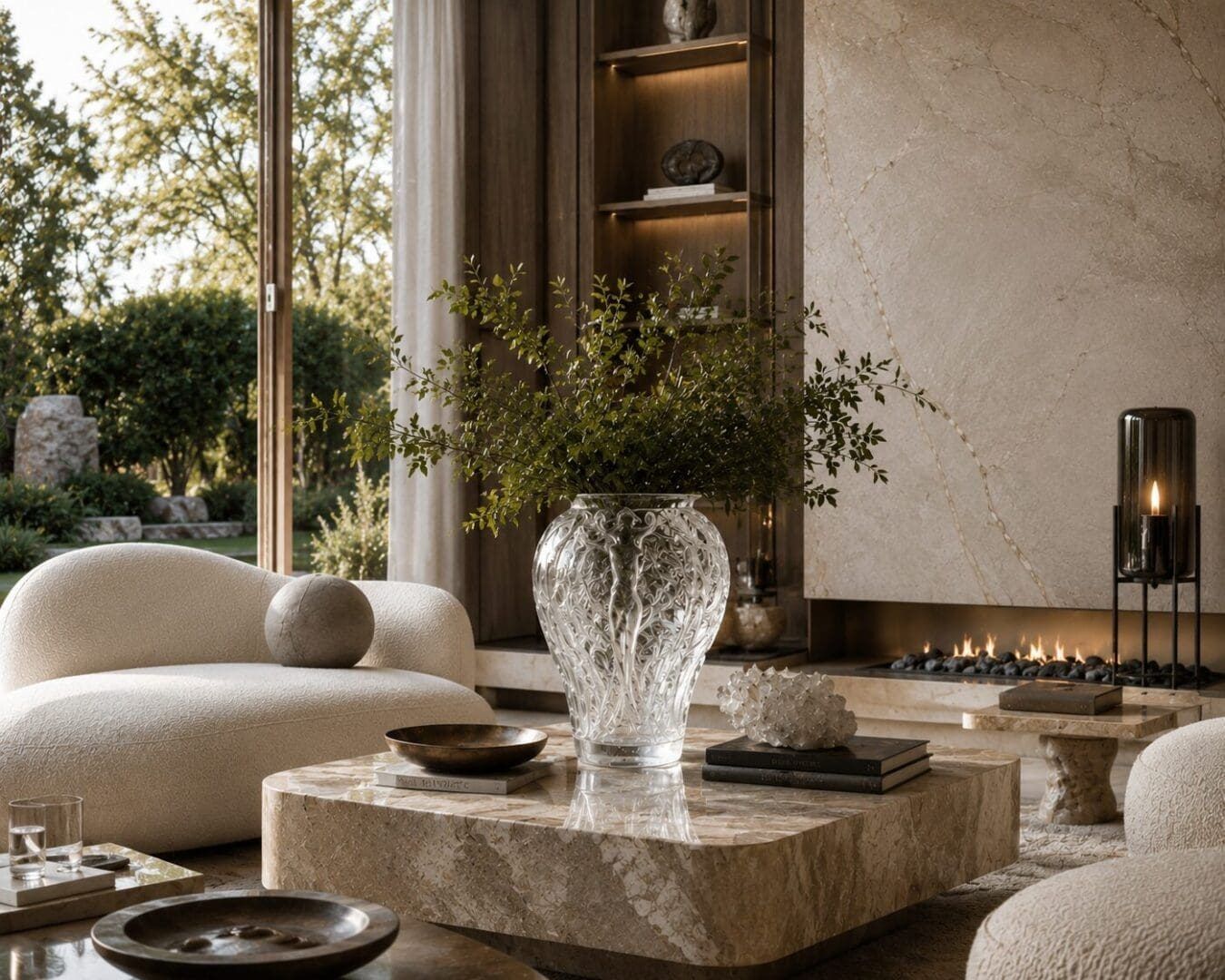 Beverly Hills Luxury Interiors — Natural Material Living Space